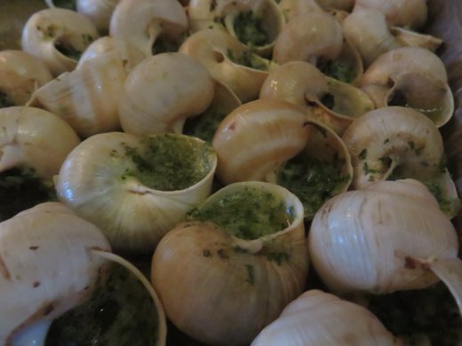 Šneci po burgundsku (escargots de Bourgogne)